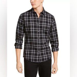 Michael Kors Black Plaid Long Sleeve Button Down Business Casual Dress Shirt